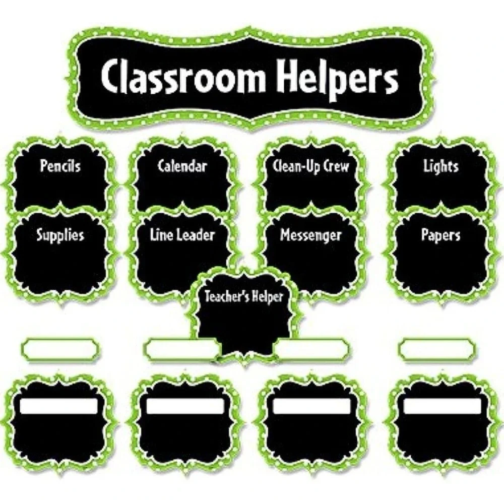 Teachers Created Resources Lime Polka Dots Classroom Helpers Mini Bulletin Board